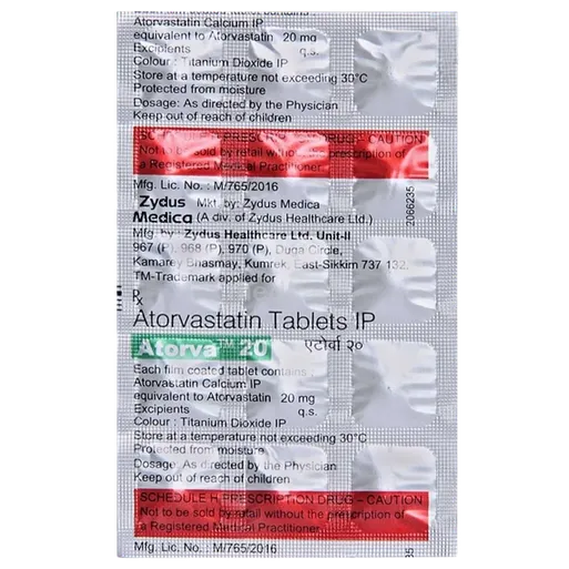 atorva 20mg tablet 15's